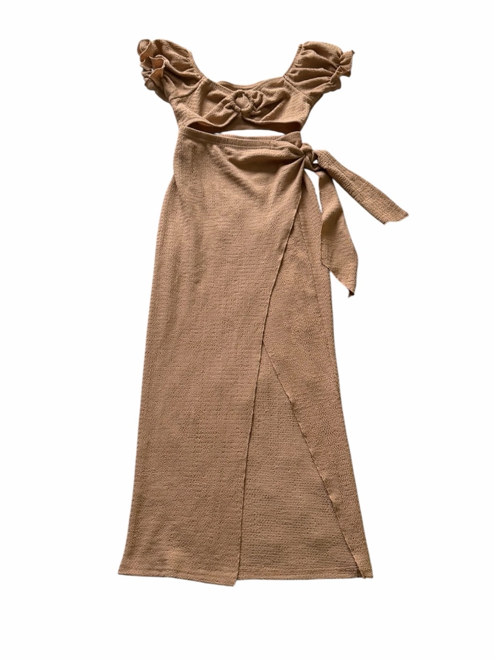 SHEIN Tan Wrap Maxi Skirt with Side Tie